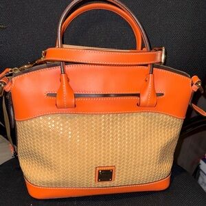 Dooney & Bourke Orange and Tan Leather Satchel